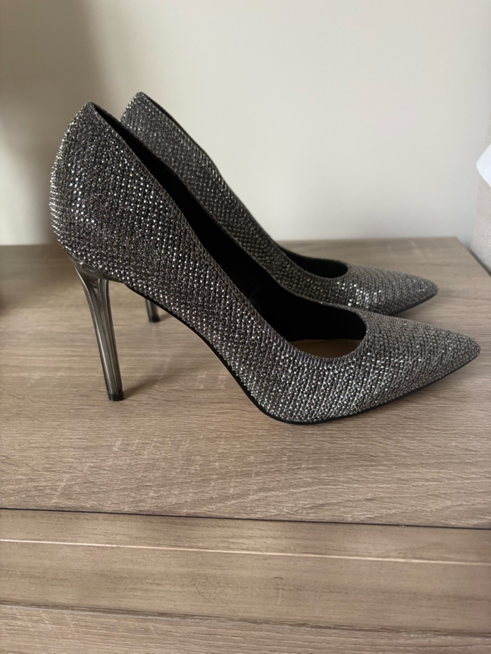 Mix No. 6 Silver Glitter Pointed-Toe Stiletto Pumps